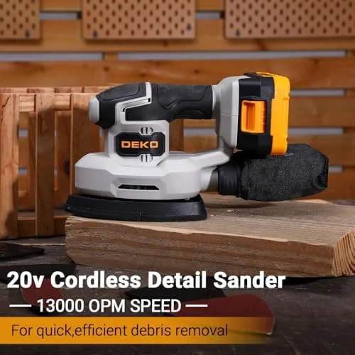 Cordless Detail Sander: Multi-Function Mouse Sander Electric Sander Tool Palm Sanders with Dust Collector, 3 Additional Attachments&12pcs Sandpapers for Home Decoration - Image 2