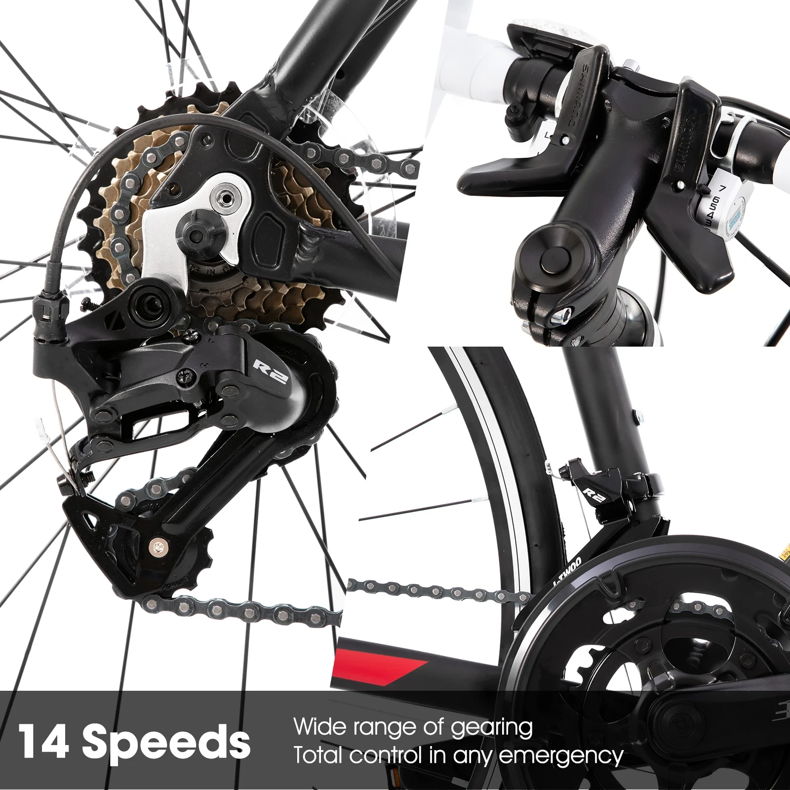 Hiland Road Bike,Shimano 14 Speeds,Light Weight Aluminum Frame,700C Racing Bike for Men - Image 4
