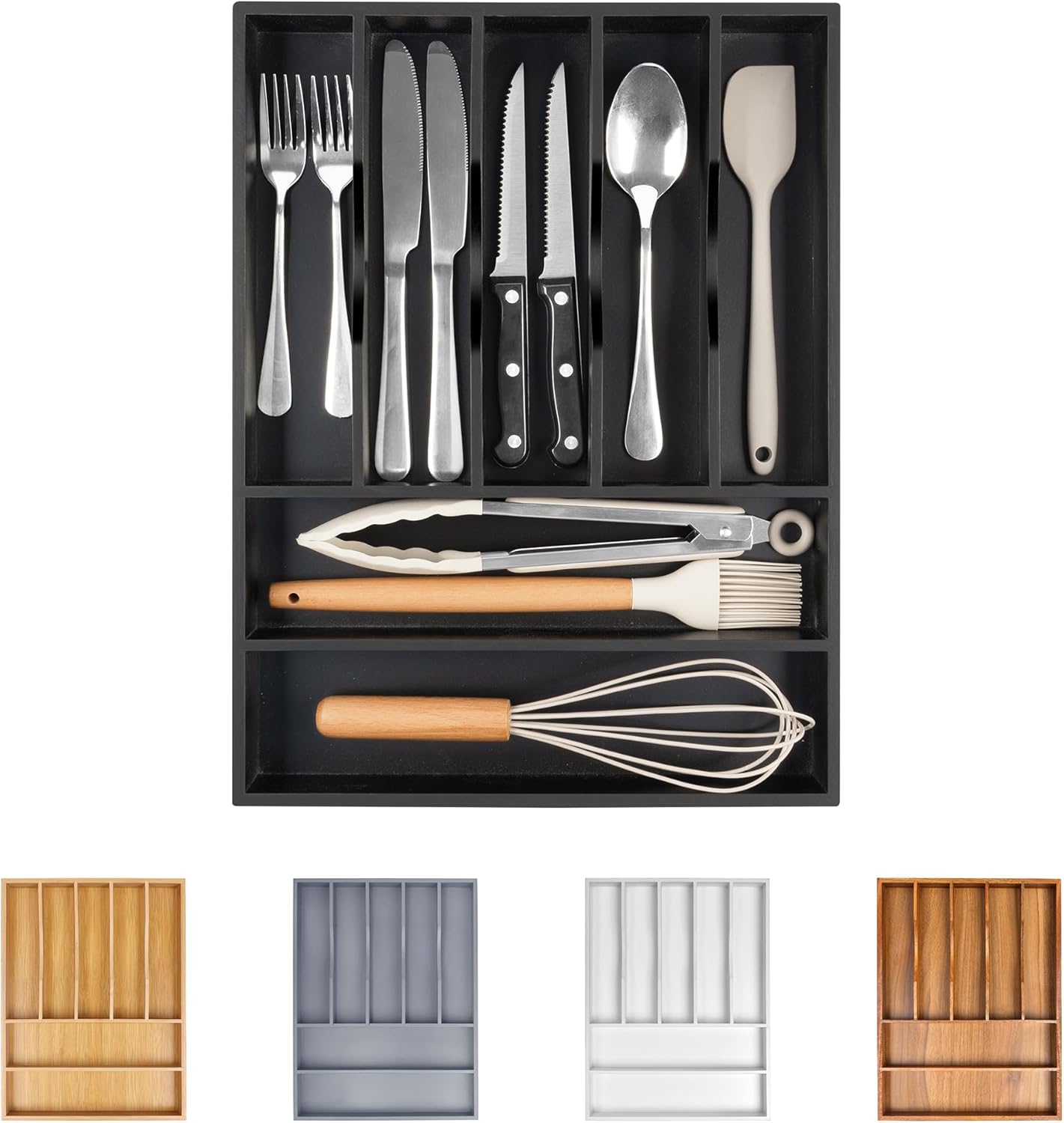 Bellsal Silverware Organizer Kitchen Drawer Organizer Expandable Bamboo Utensil Holder Cutlery Tray for Kitchen Utensil and Flatware Bedroom Office