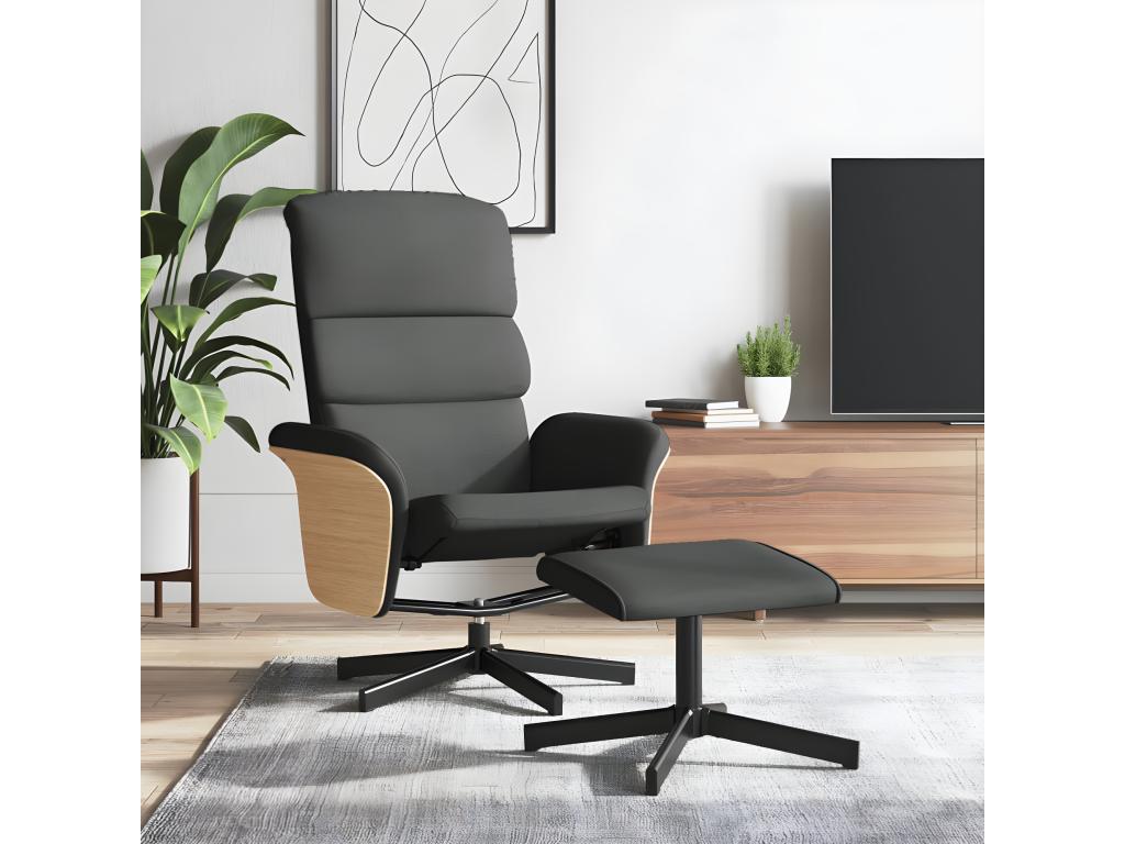 Sillón reclinable con reposapiés de tela gris oscuro