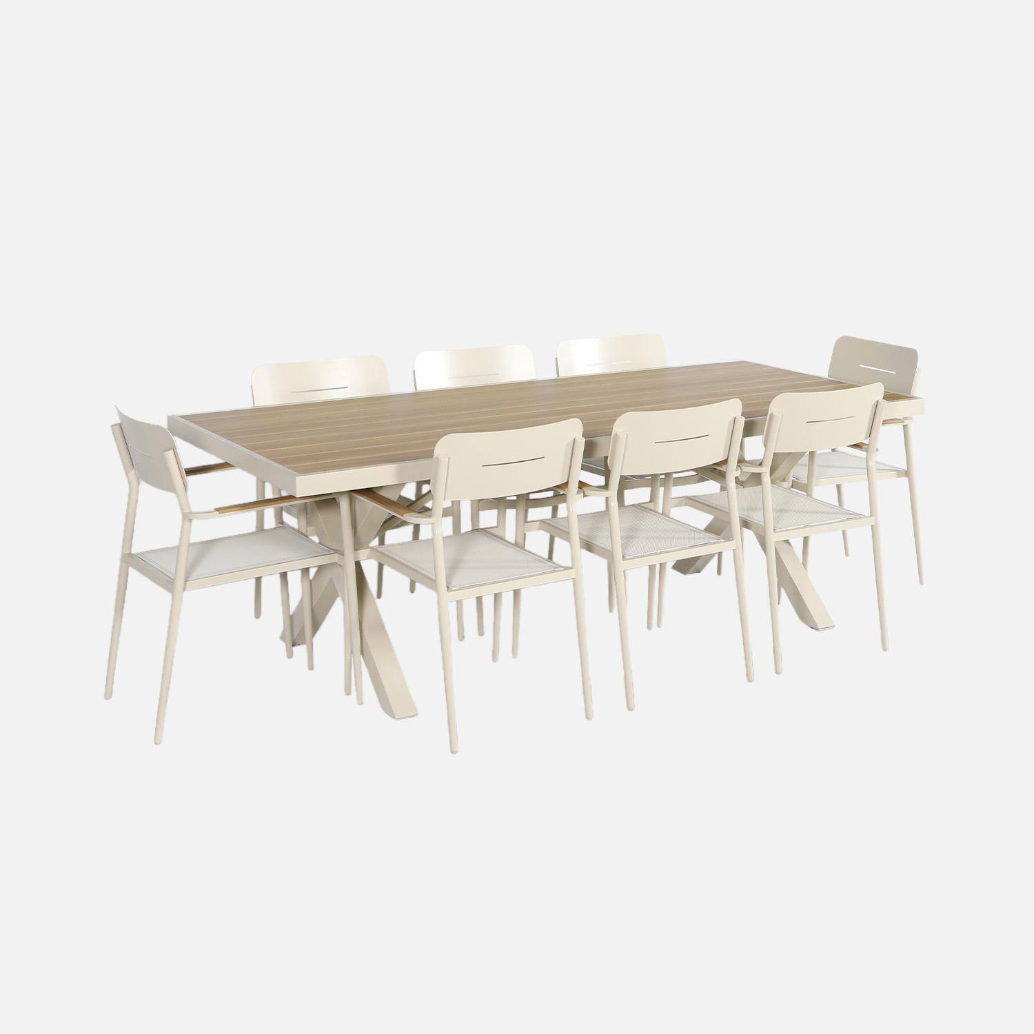 Elina + Fira - Conjunto mesa de jardín de aluminio con 8 sillas
