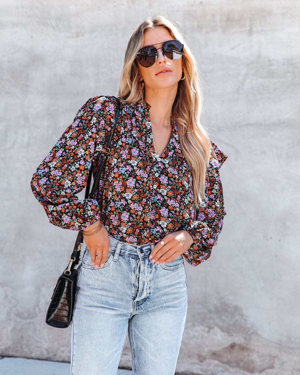 Groundbreaking Moment Floral Ruffle Top - Se7enfashion