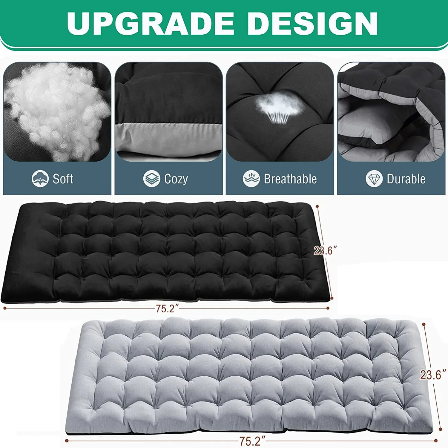 SLSY Folding Camping Cot with 2 Sided Cushion & Pillow, Adjustable 5-Position Outdoor Portable Folding Lounge Chair, Folding Sleeping Cots Bed - Image 3