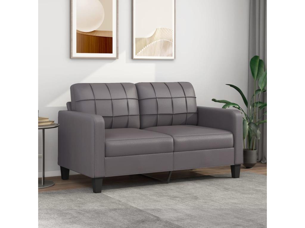 Sofá de 2 plazas de cuero sintético gris 140 cm
