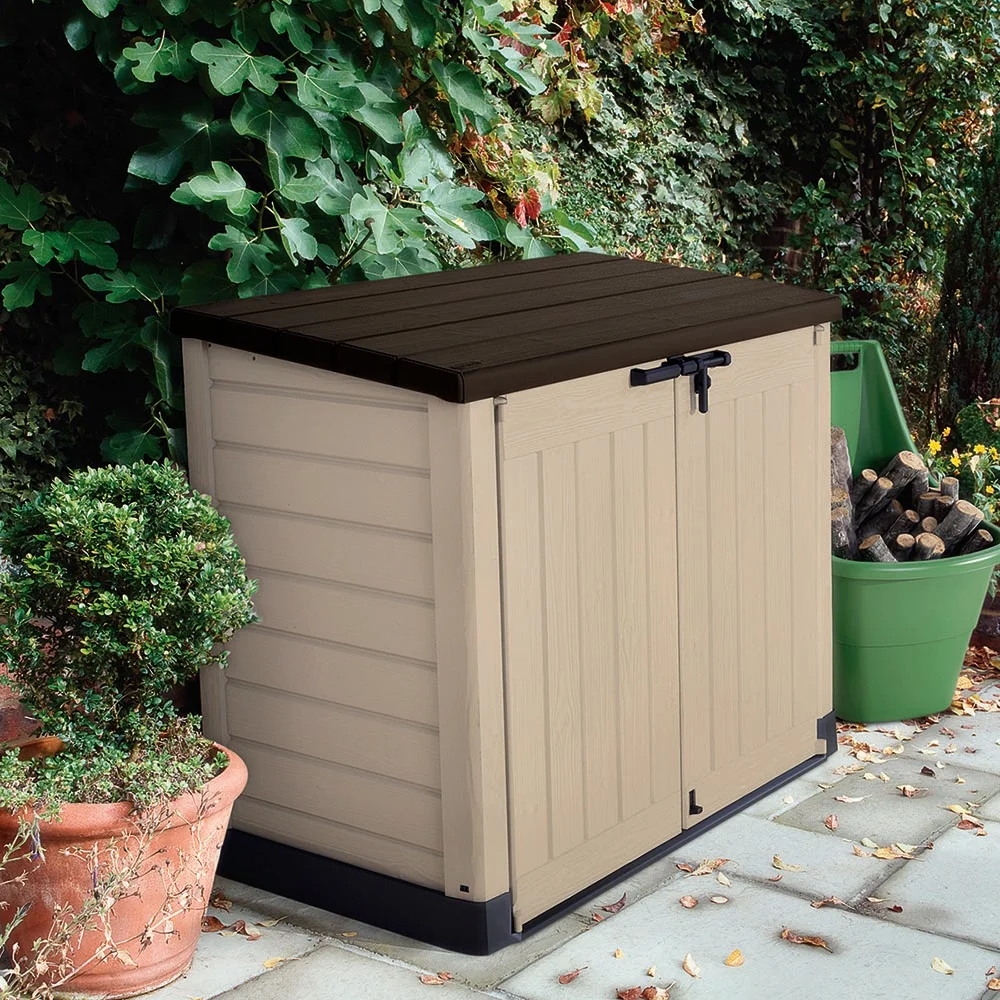 Keter Store It Out MAX Horizontal Durable Resin Outdoor Storage Shed With Heavy Duty Floor and Locking Latch and Double Doors, Beige - Image 9