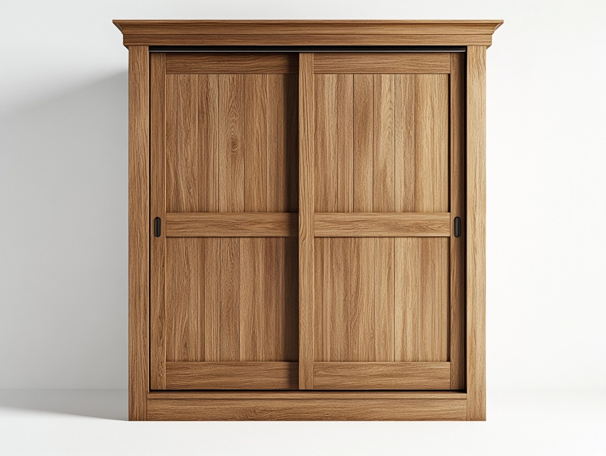 Armario de madera roble claro con puertas correderas estilo moderno para dormitorio 180x60x200cm SB3751352