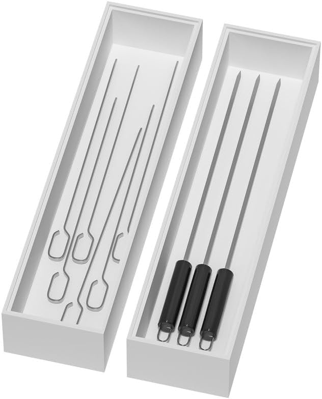 Lixple Bamboo Drawer Organizer for Kitchen Utensils, 2 Pack Stackable Bamboo Kitchen Drawer Organizers, Silverware & Utensil Drawer Trays, 10