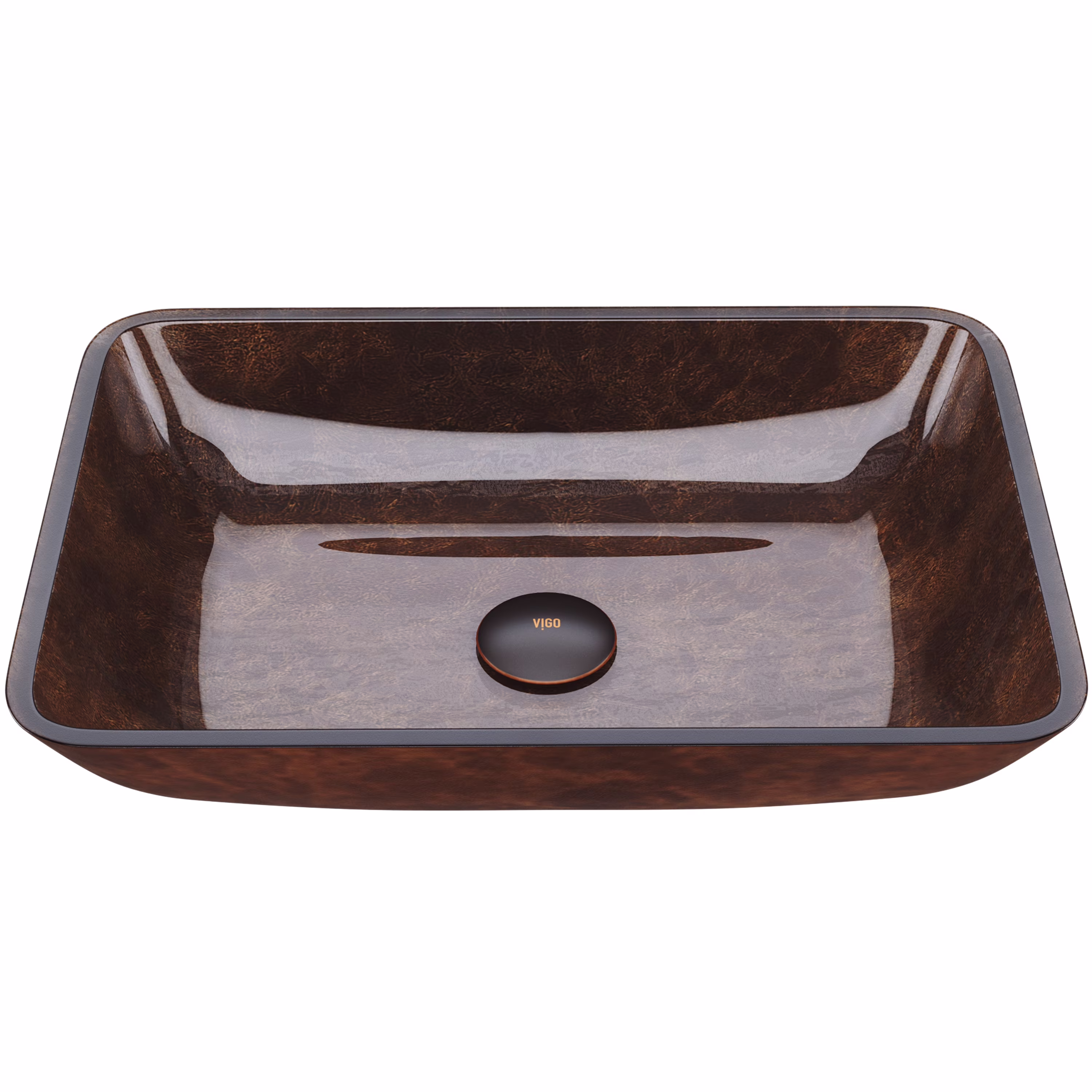VIGO Donatello Artistic Rubywood Glass 18 in. L x 13 in. W x 4 in. H Rectangular Vessel Bathroom Sink - image 1