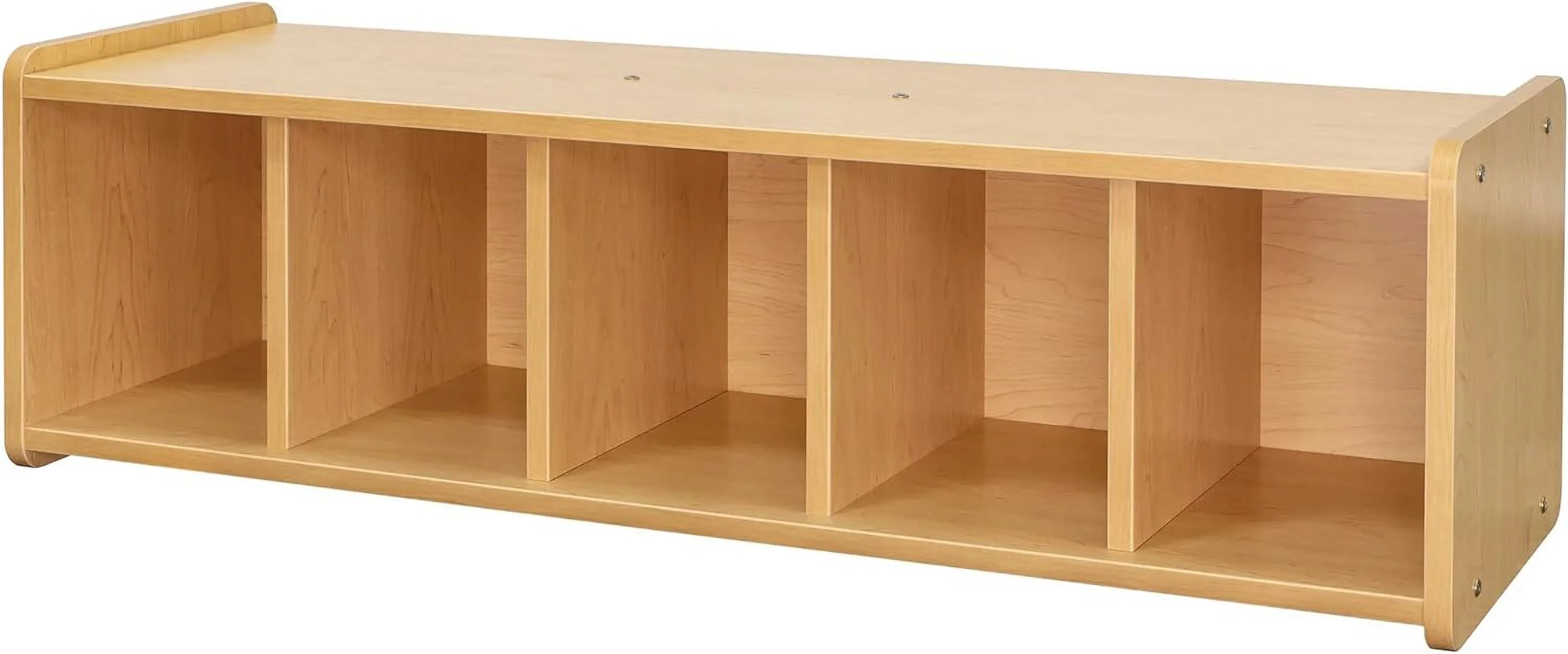 Tot Mate Children's Book Bench Cubby Storage for Classroom, 46" Wide, 5 Cubbies, Wooden, Maple, RTA - Image 3