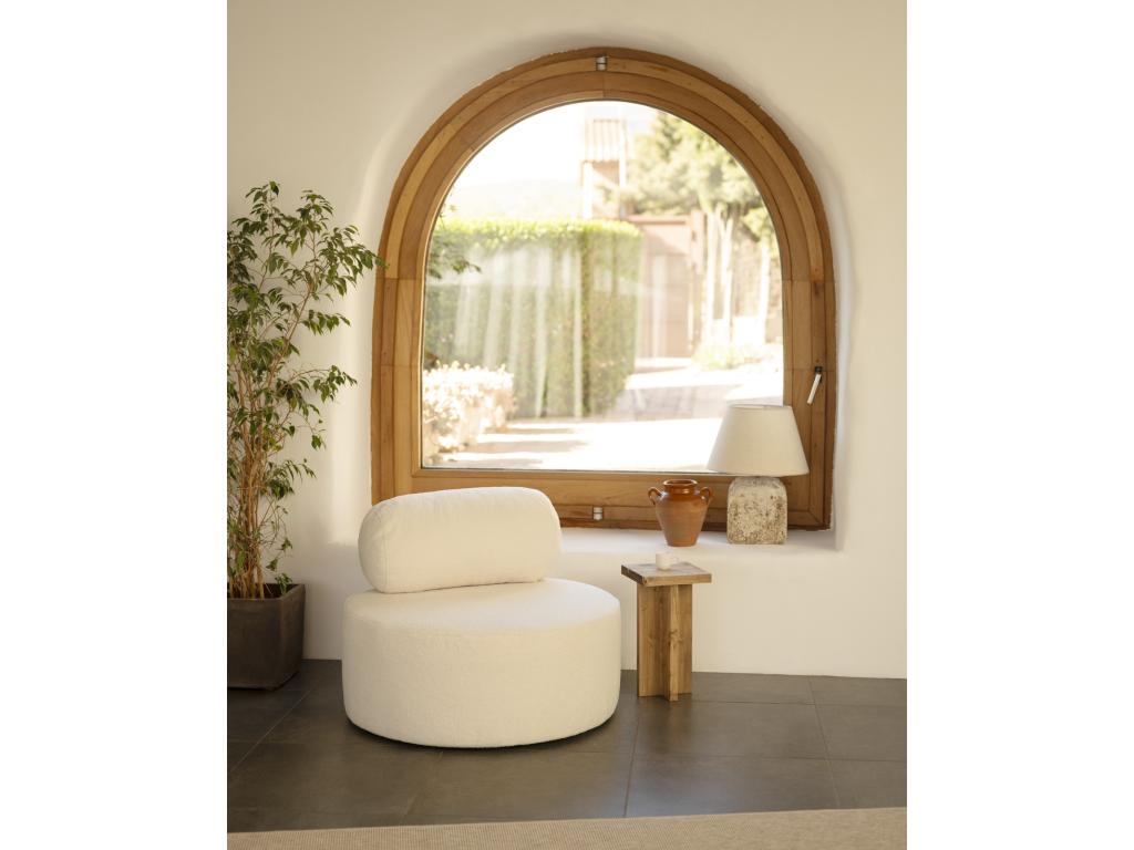 Sillón de buclé redonda color blanco 105x50cm