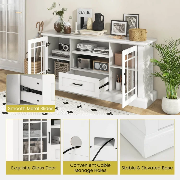 TV Stand for TVs up to 70 with Glass Doors Cubbies and Drawer - Image 8