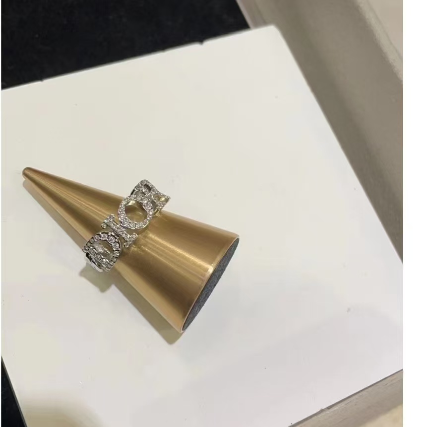 Diamond Paved Dior Letters Open Ring - Original Replica Club