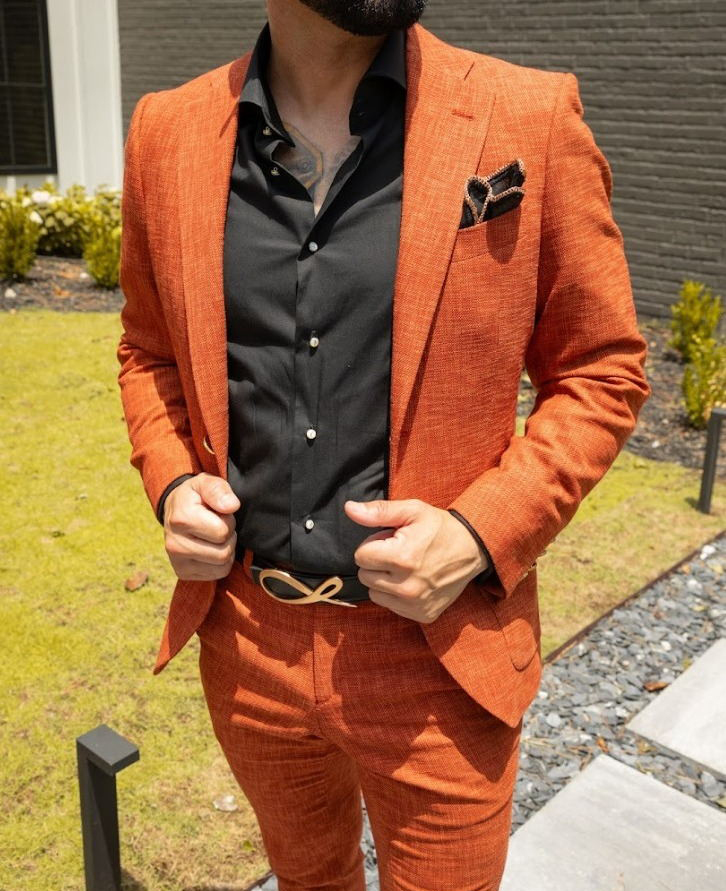 Solid Notch Lapel Button Pockets Blazer & Pencil Pants 2Pcs Set