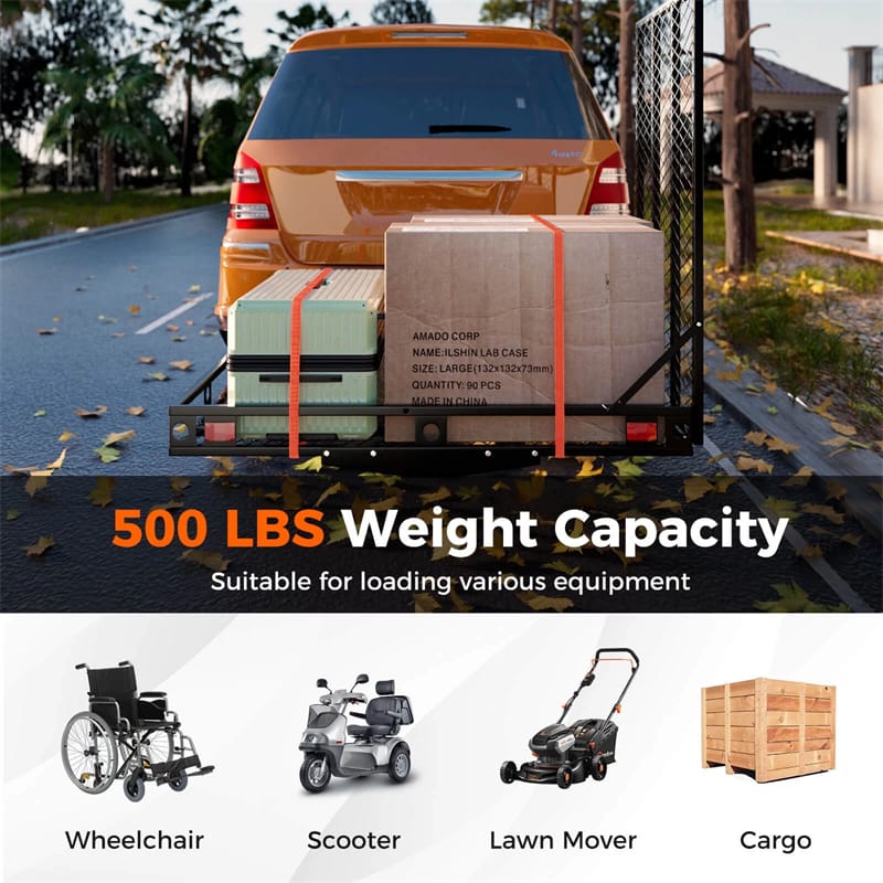 Eletriclife 500 LBS Hitch Mount Mobility Scooter Carrier Heavy-Duty Wheelchair Cargo Rack with Foldable Ramp