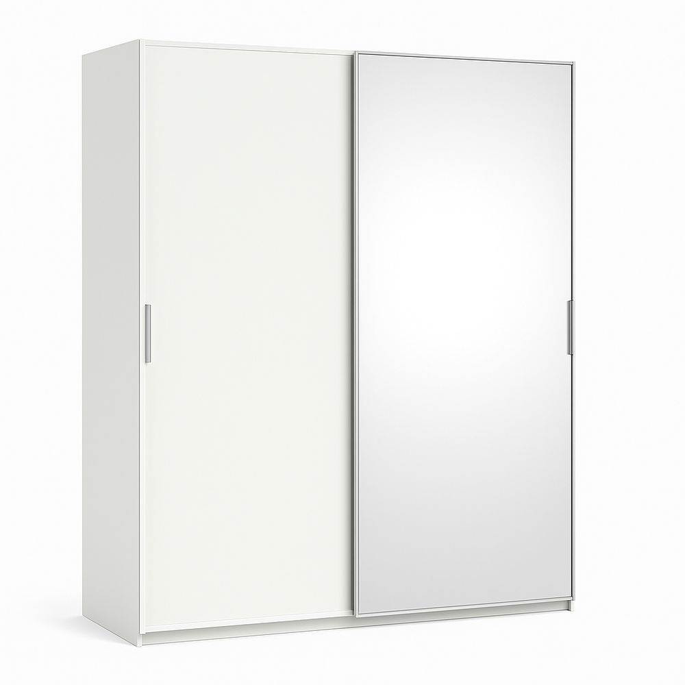Armario Dormitorio Puertas Correderas Espejo 180x200cm Blanco Madera