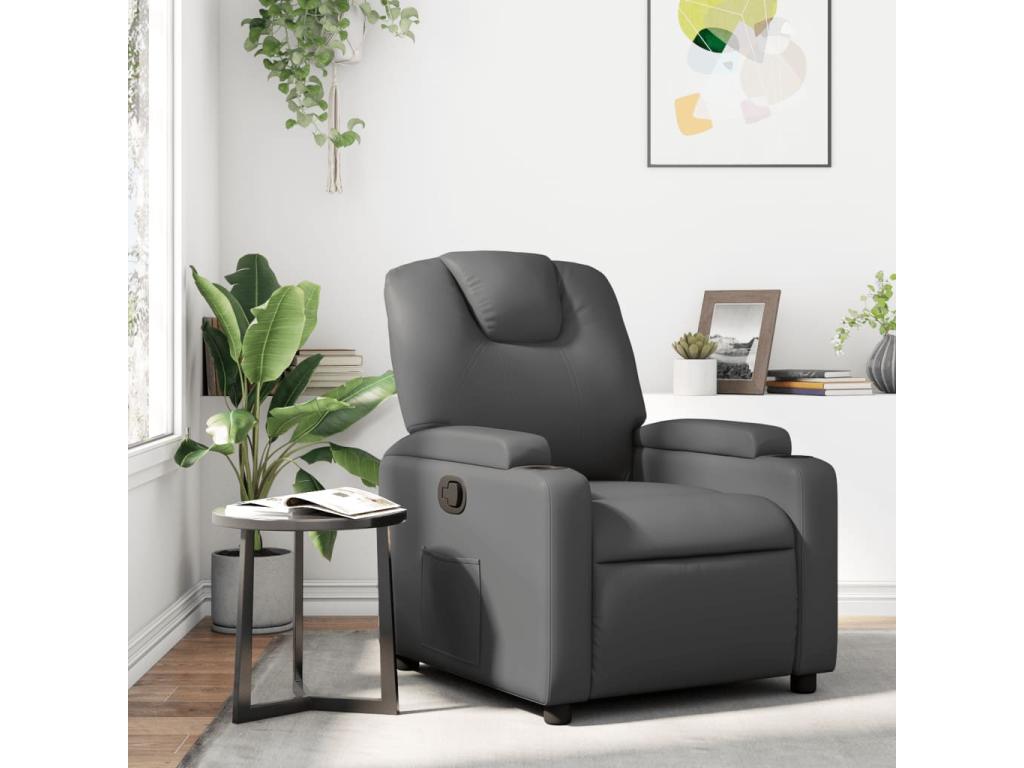 Sillón reclinable de cuero sintético gris
