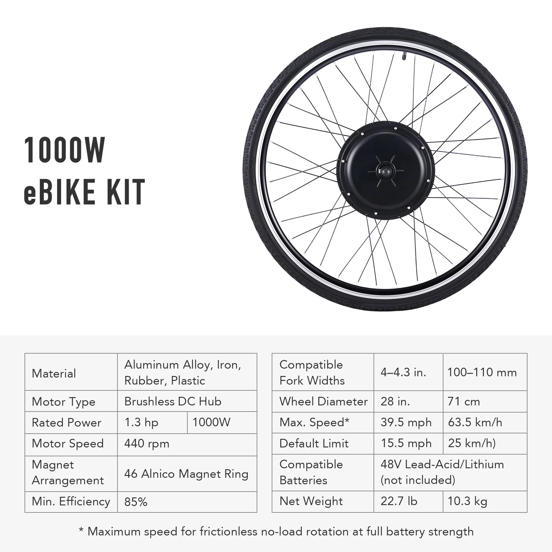 Viribus Electric Bike Conversion Kit 26" Rear Wheel 1000W Hub Motor LCD eBike DIY Set - Image 31