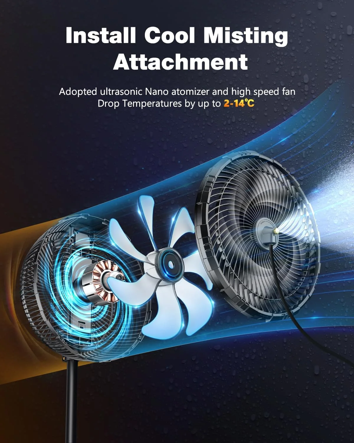 Portable fan products, 20000mAh 12-inch outdoor misting fan, suitable for outdoor patios - Image 3