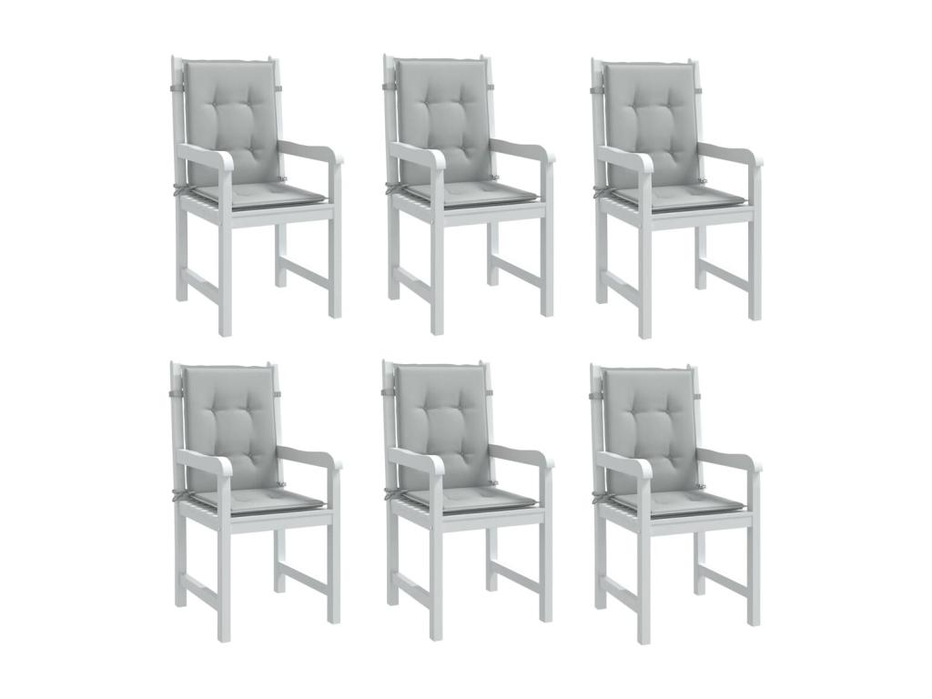 Cojines para silla respaldo bajo 6 ud tela gris claro melange