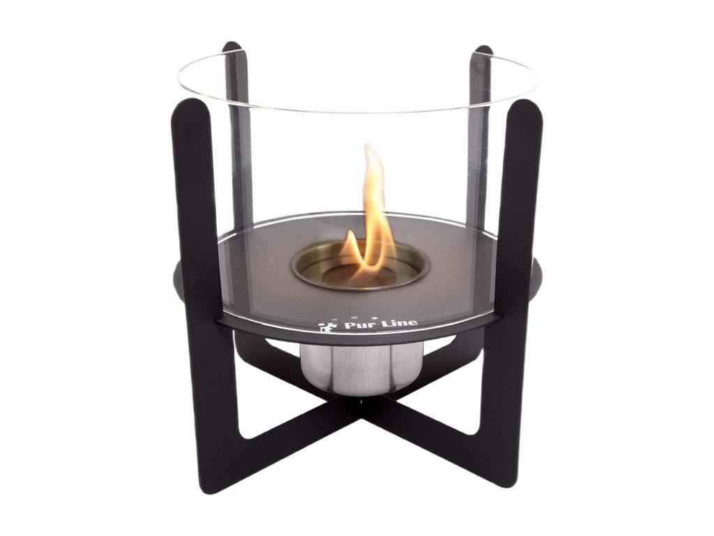 Chimenea de etanol de sobremesa con cristal cilíndrico