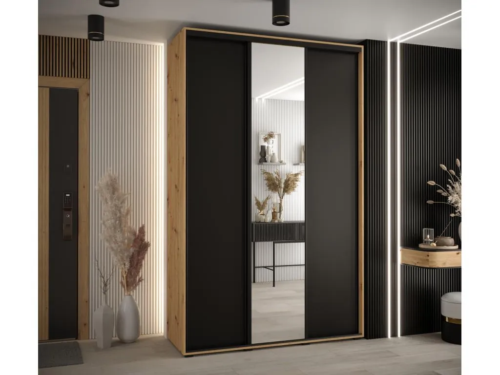 ARMARIO Micasacool 3 DE PUERTAS CORREDERAS 235.2/160/60 3 puertas (Artisan/Negro/Negro)