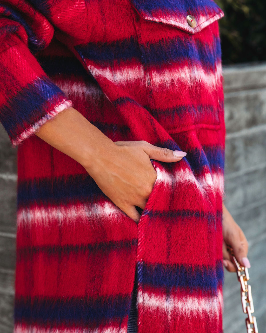 Breezy Septembers Pocketed Plaid Button Down Coat - FINAL SALE - Se7enfashion