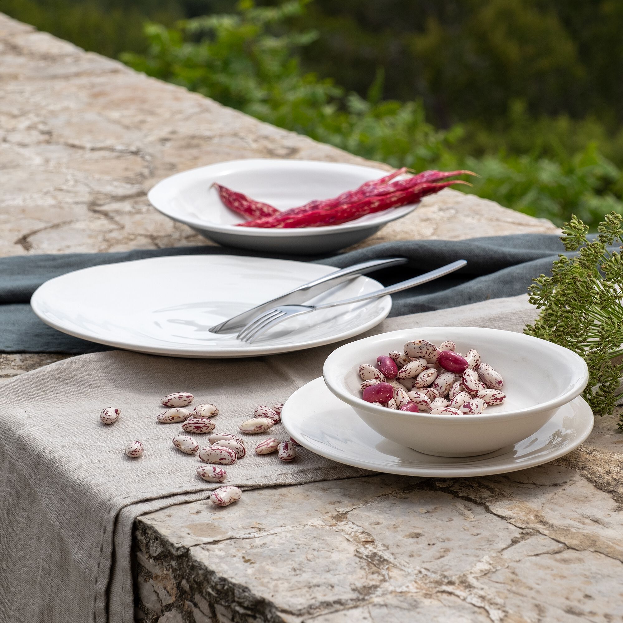 PALERME - Assiette creuse en faïence D23,5cm - blanc