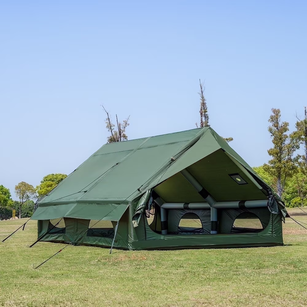 Waldmate Inflatable Camping Tent for 6 - 8 Person, Glamping Tent with Stove Jack Hand Pump, Oxford Waterproof Blow up Tent with Mesh Windows Door(New)