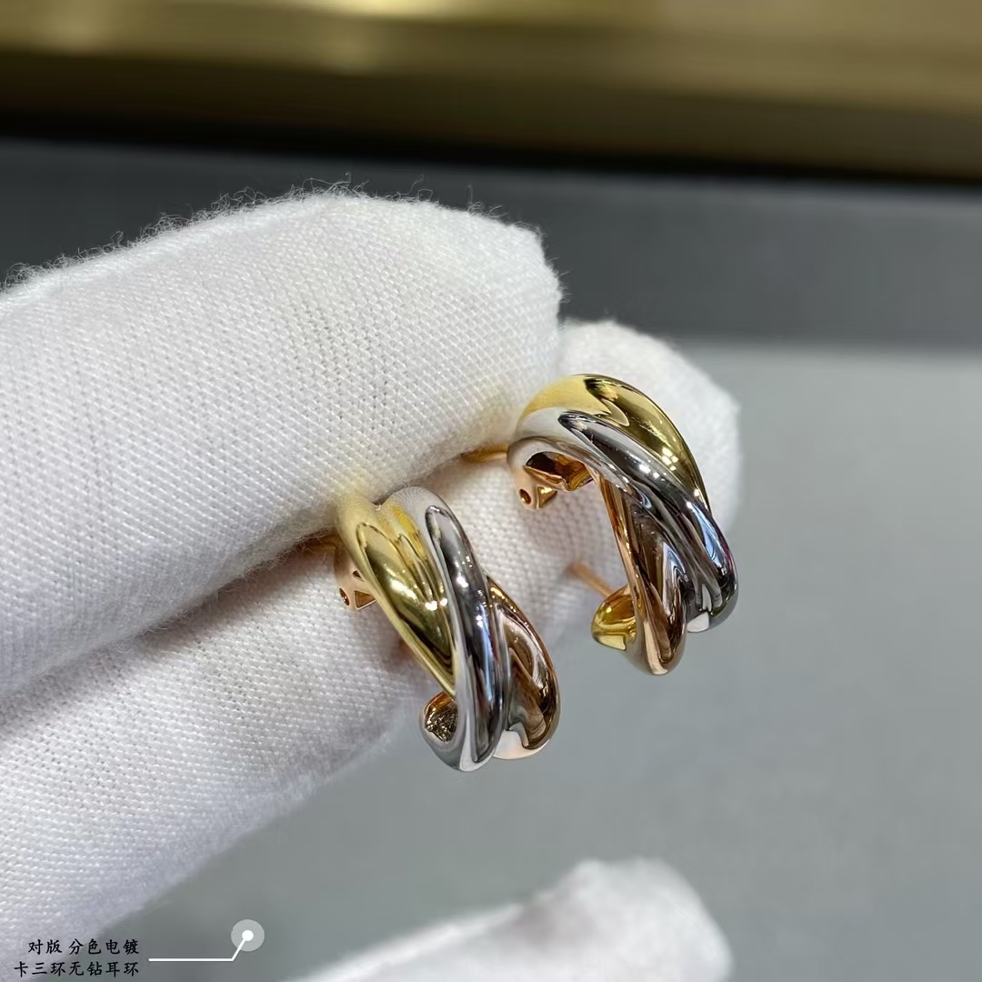 Cartier Three Colors Metal Hoop Earrings - Original Replica Club