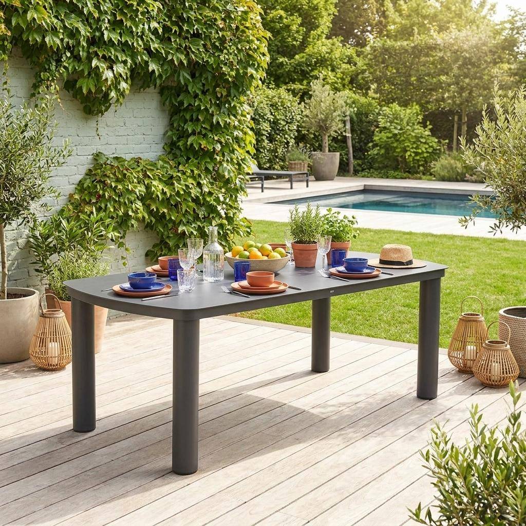 Zaro - Mesa de jardín de aluminio, 10 plazas