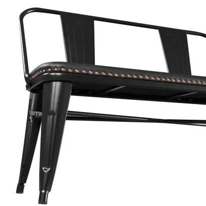 Yaheetech Industrial Metal Dining Bench with Upholstered Seat,Black