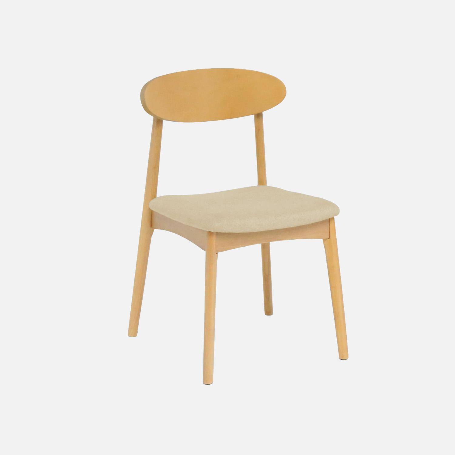 Aria - Silla vintage de madera de hevea natural y tela (lote de 2)
