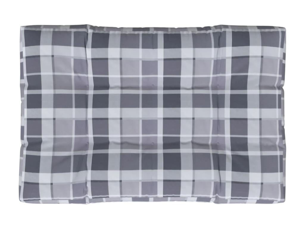 Cojín para sofá de palets de tela a cuadros gris 120x80x12 cm