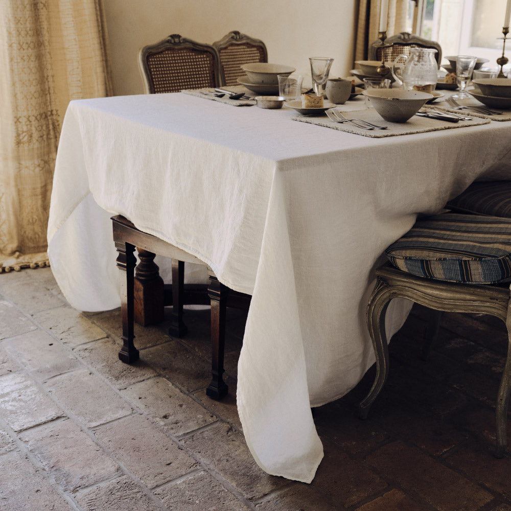 Nappe en lin lavé - Blanc Coquillage