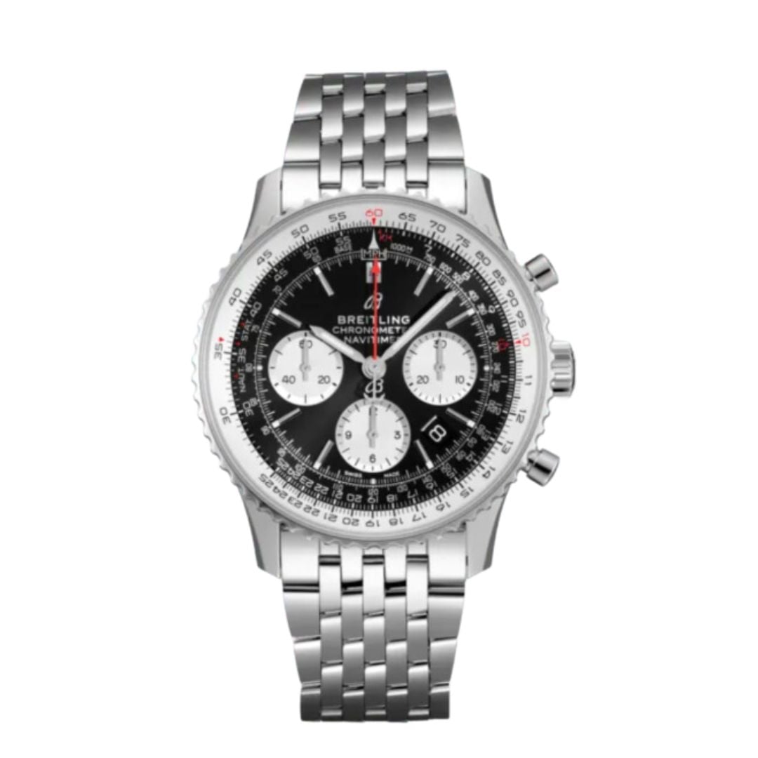 Breitling Navitimer Chronograph Replica Watch Stainless Steel Black Dial