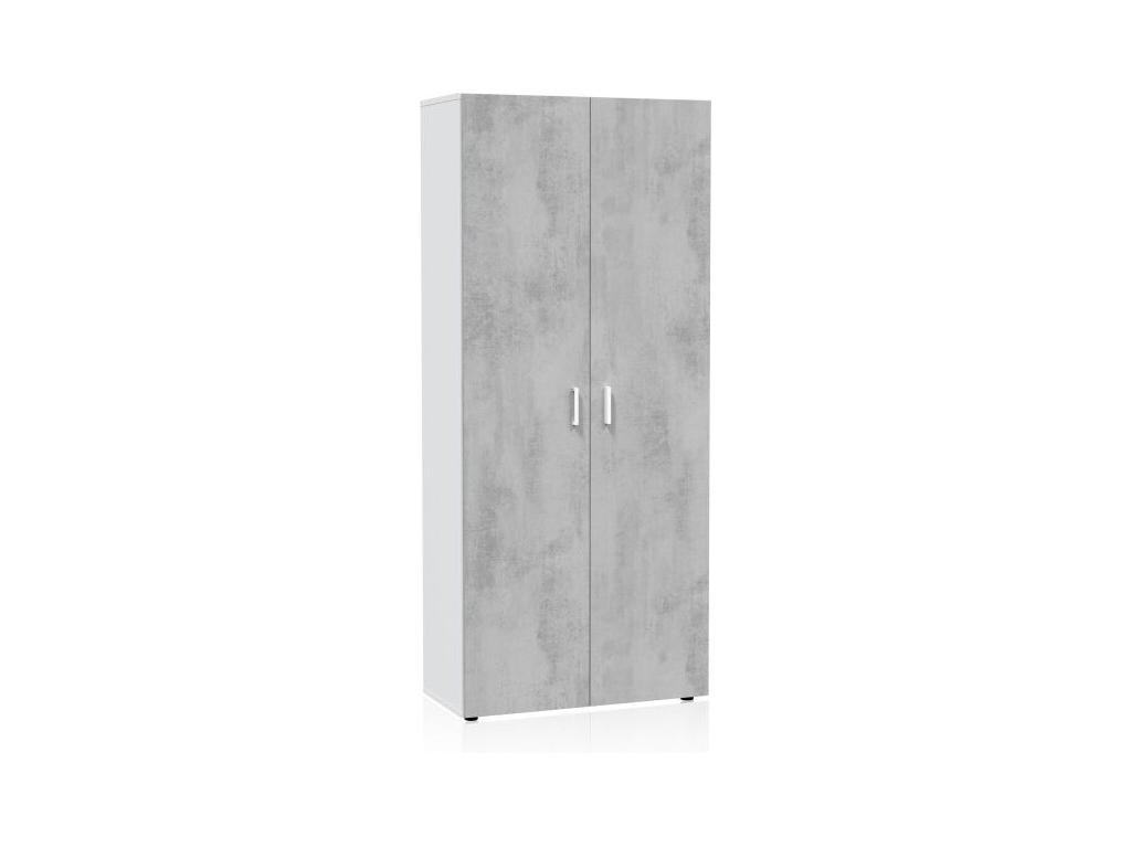 Armario multiusos 2 puertas - blanco y cemento