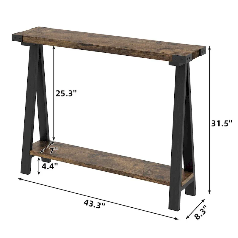 2-Tier Entryway Sofa Table with Storage Shelf