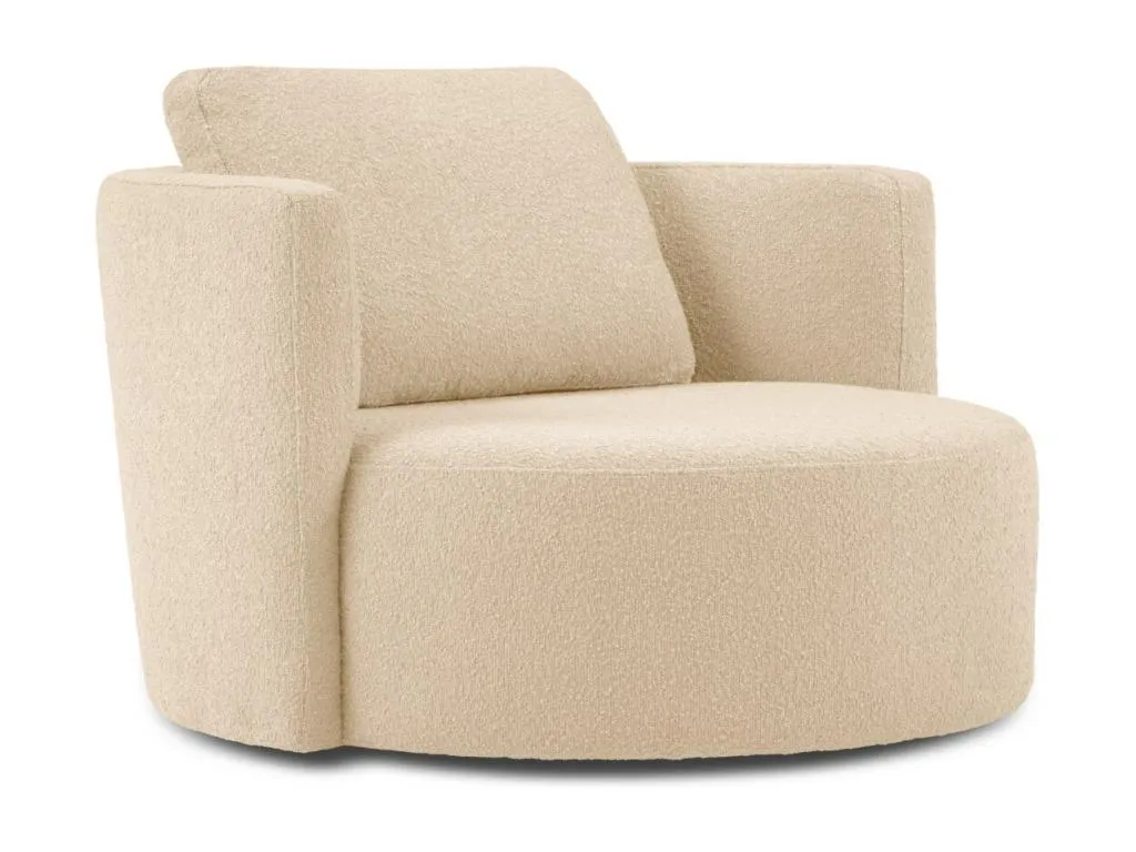 Sillón xl giratorio Quietena de tejido bouclé beige - 112x112x63cm