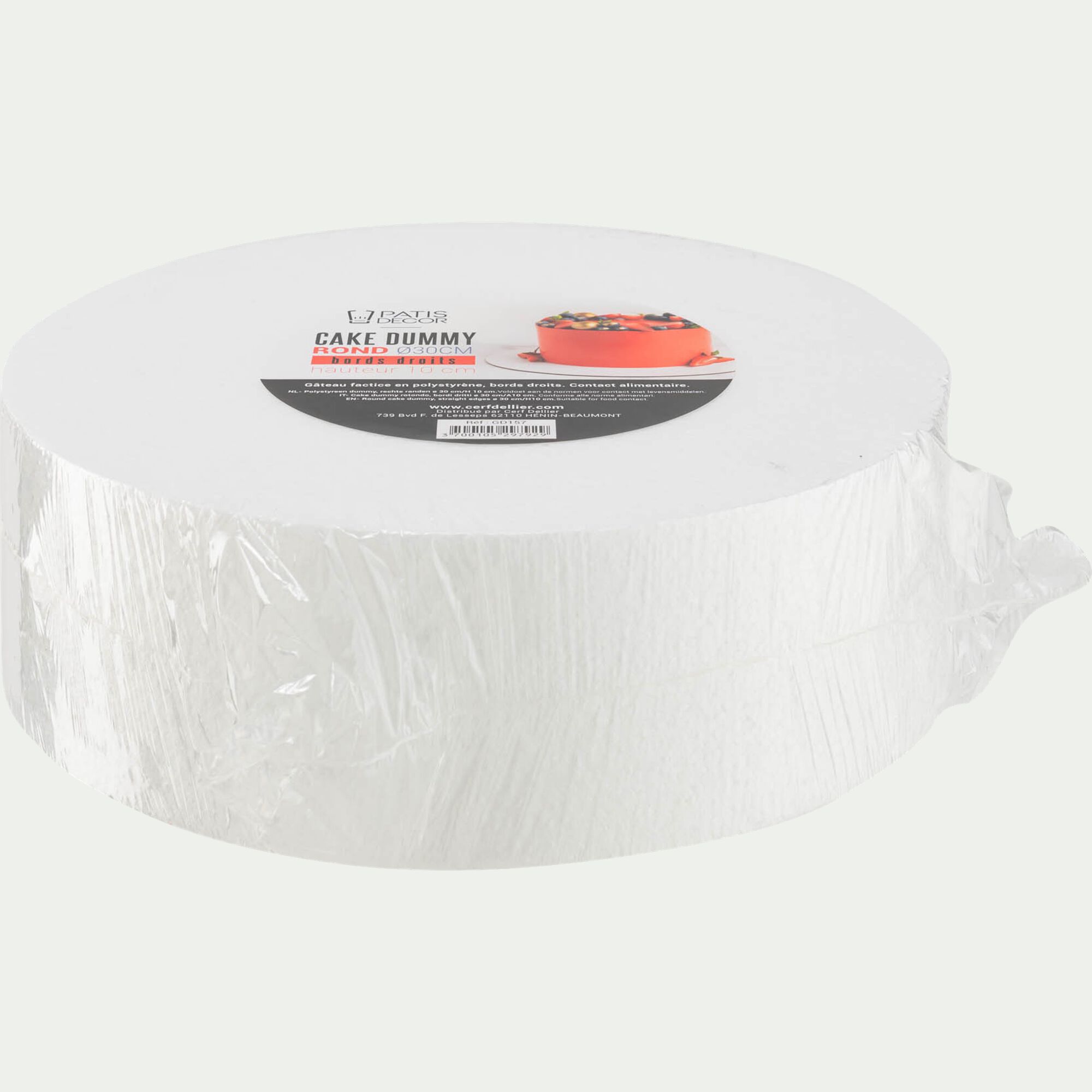 PATISDECOR - Gâteau factice rond H10xD30cm - blanc