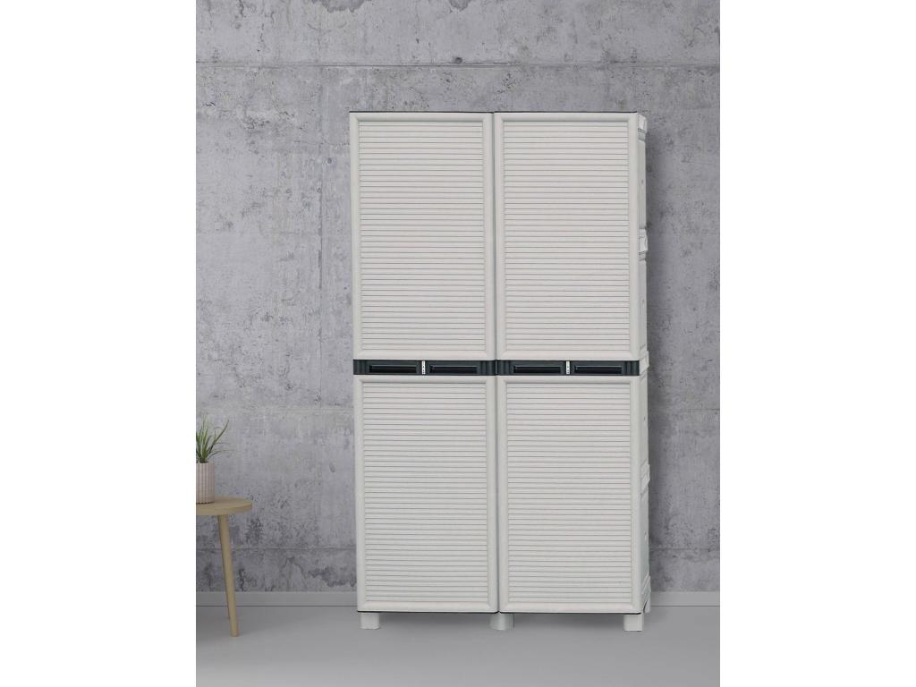 Armario de Decoromantico xterior Liège, Muebles de Decoromantico xterior, Armario para lavandería multiusos, 100% Made in Italy, Gris claro, 100x39h172 cm