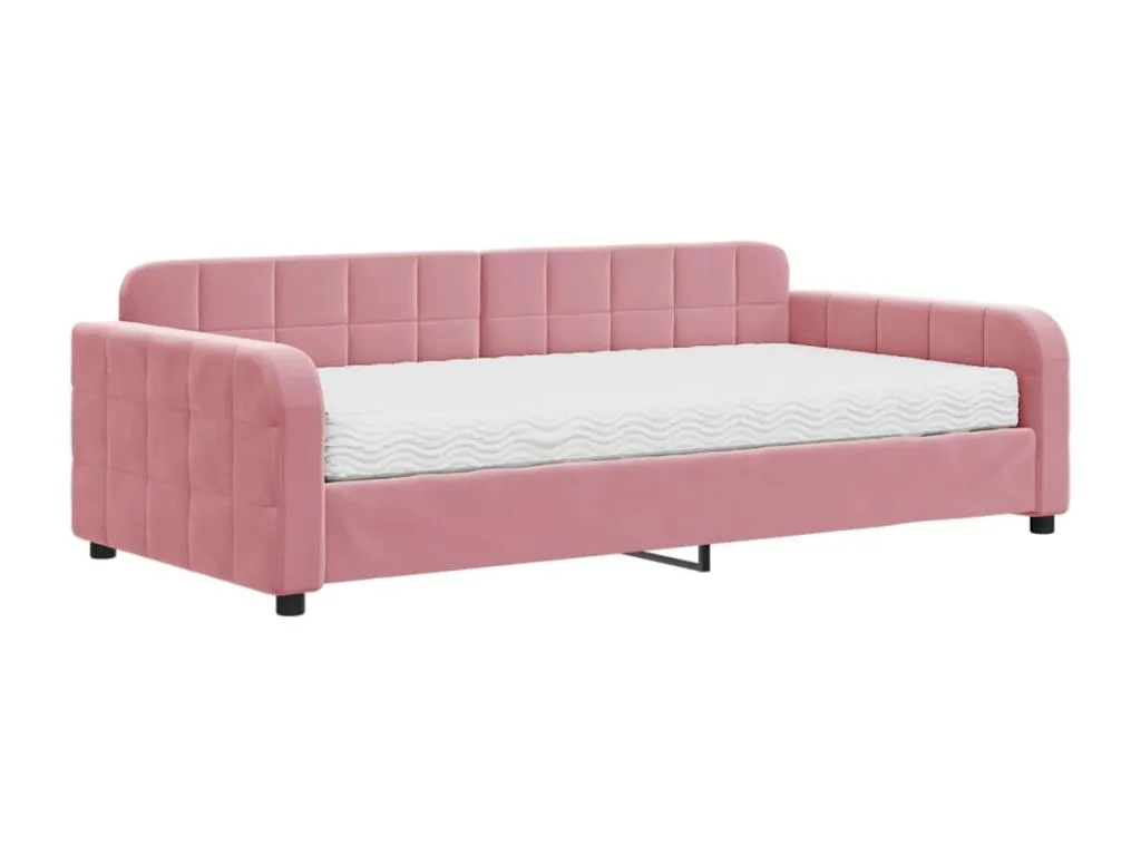 Sofá cama con colchón terciopelo rosa 100x200 cm 52166btkj