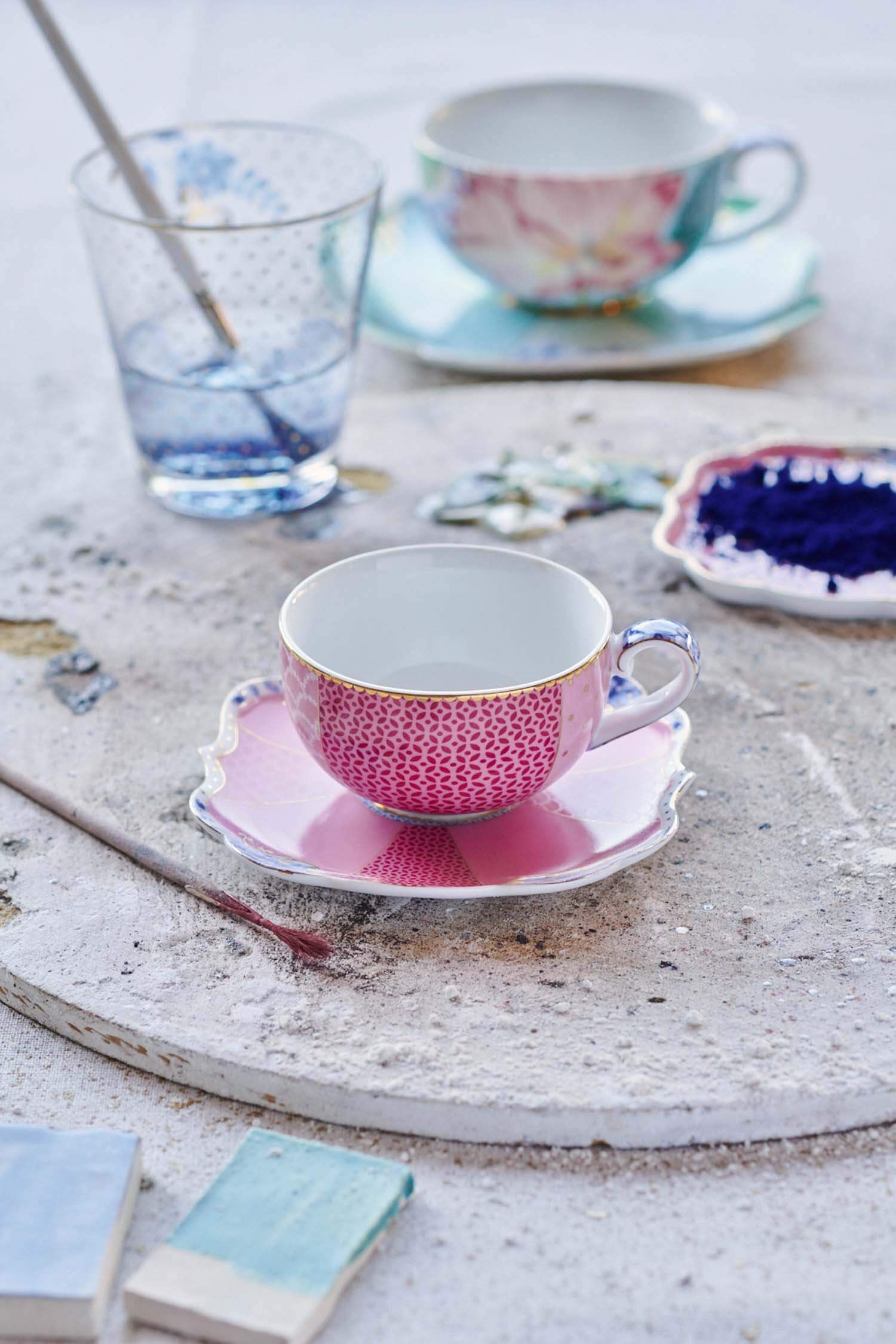 Set/2 Espresso Cups & Saucers Royal Pink 125ml
