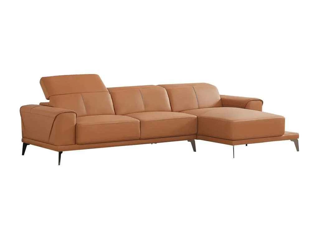 Sofá rinconera (ángulo derecho) de piel de búfalo camel Banakdecoracion 08734KCQV