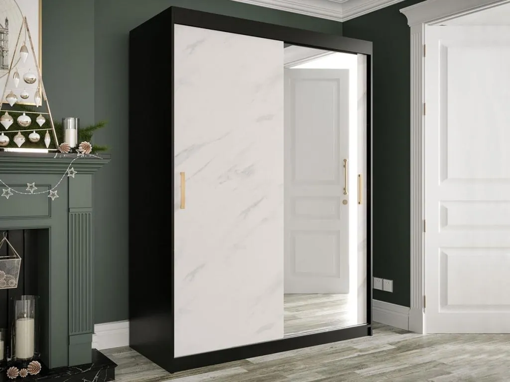Armario Patriciabaezcasa 260 Negro mate | Mármol blanco 200x150x62cm Número de estantes - 4.00