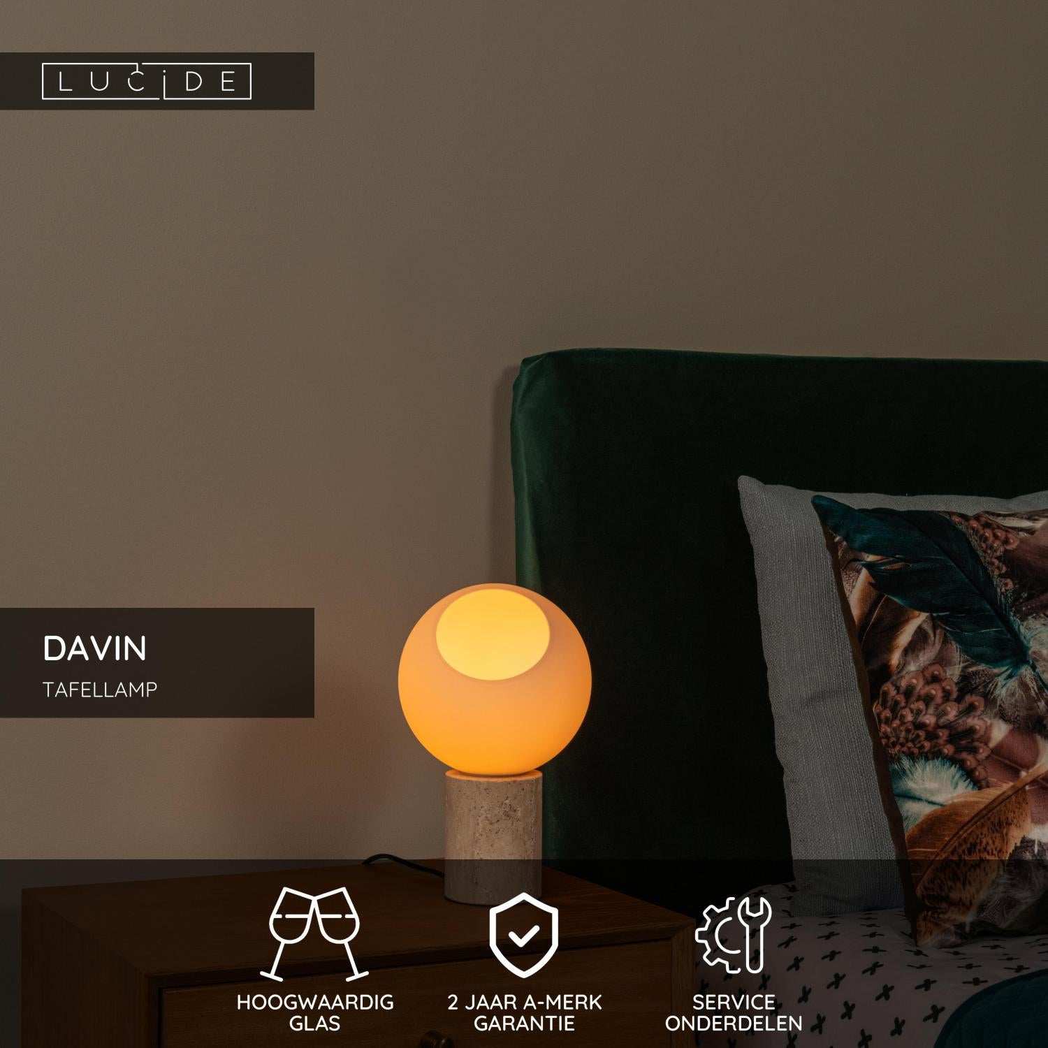 Lucide DAVIN Tafellamp - Opaal