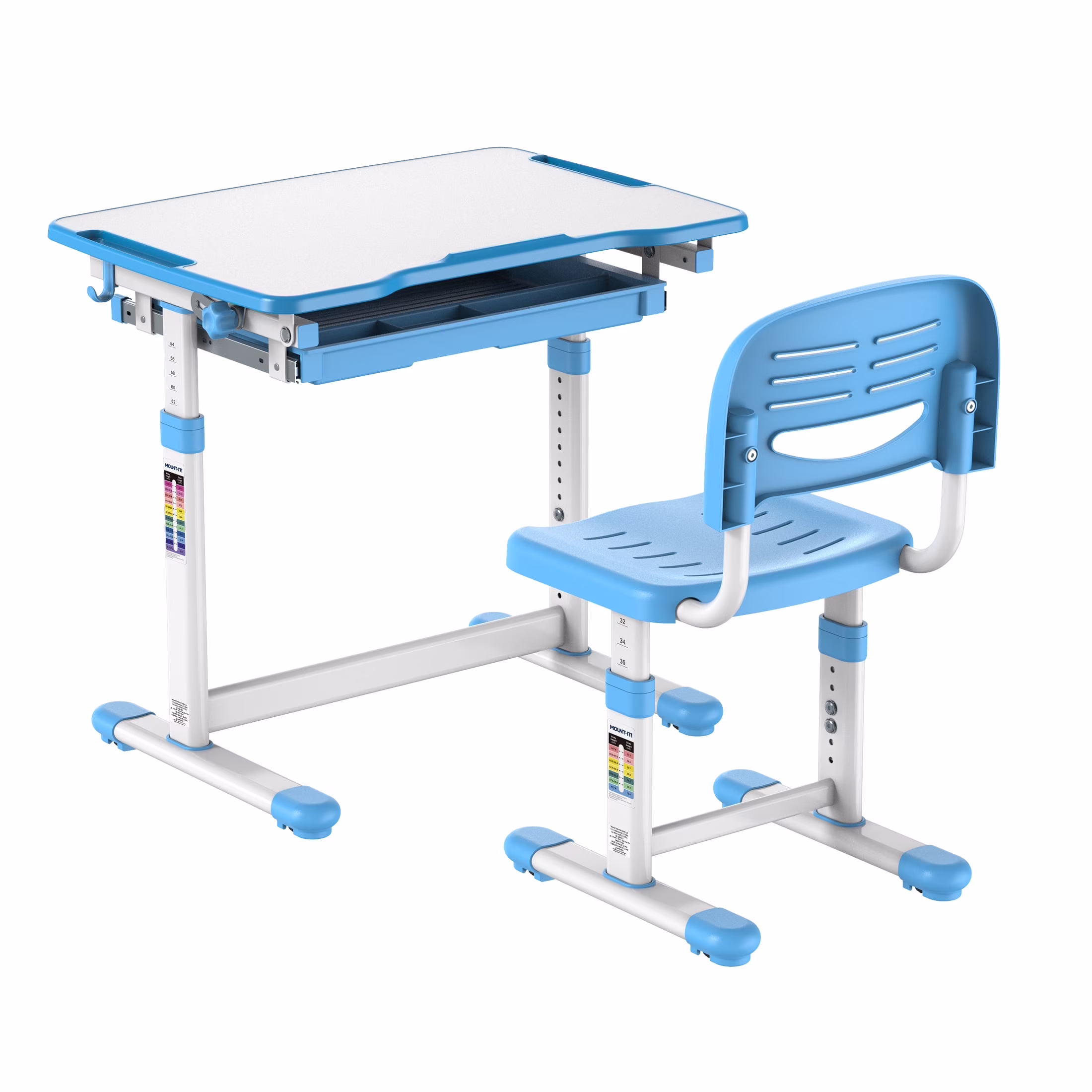 Mount - It! Kids Desk and Chair Set, Blue(Gray)