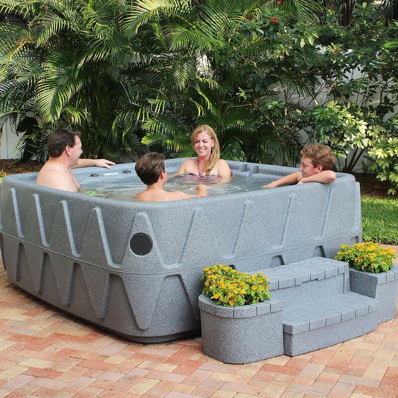 WAYFAIR AquaRest Spas Premium 500 5-Person Lounger Plug And Play With 29 Stainless Jets, Ozone, And LED Waterfall