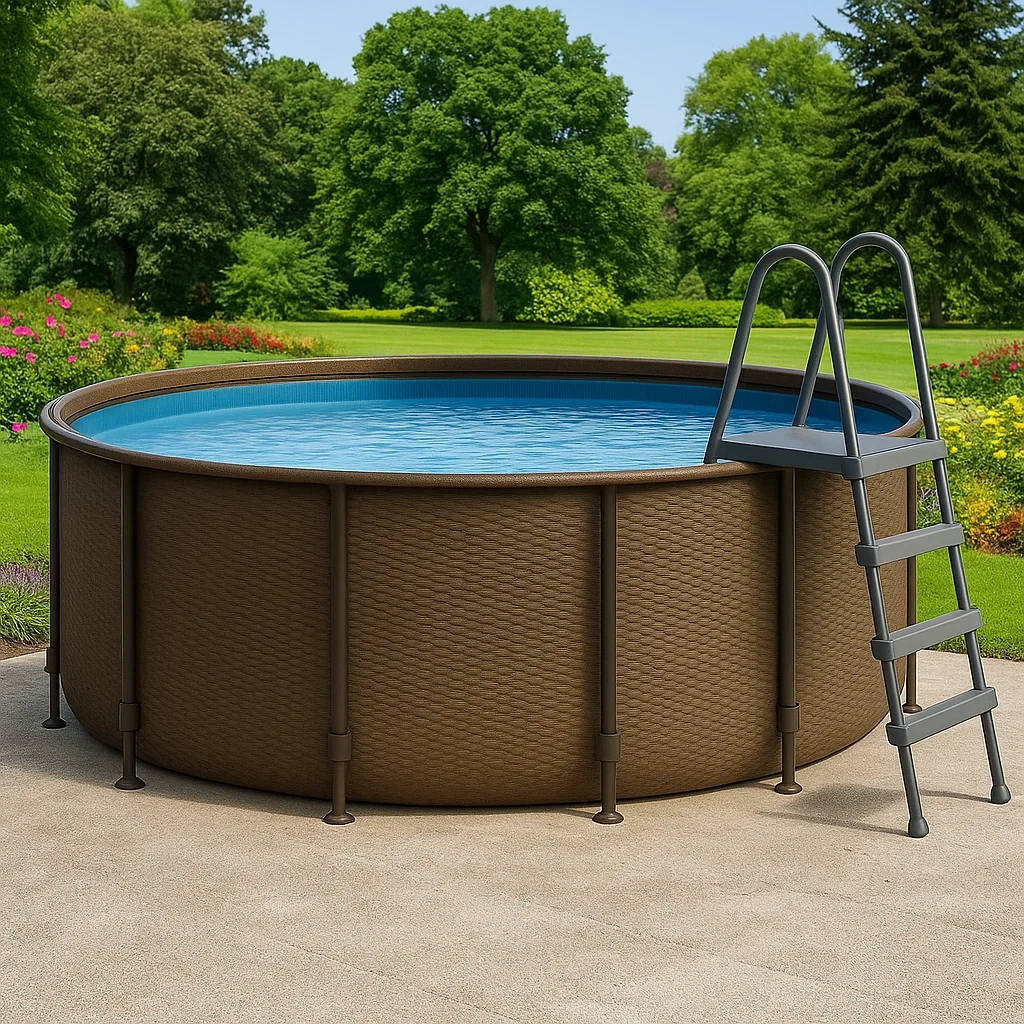 Piscina tubular redonda desmontable acero 448x105 cm color marrón con filtro y escalera AsbQfia298aw