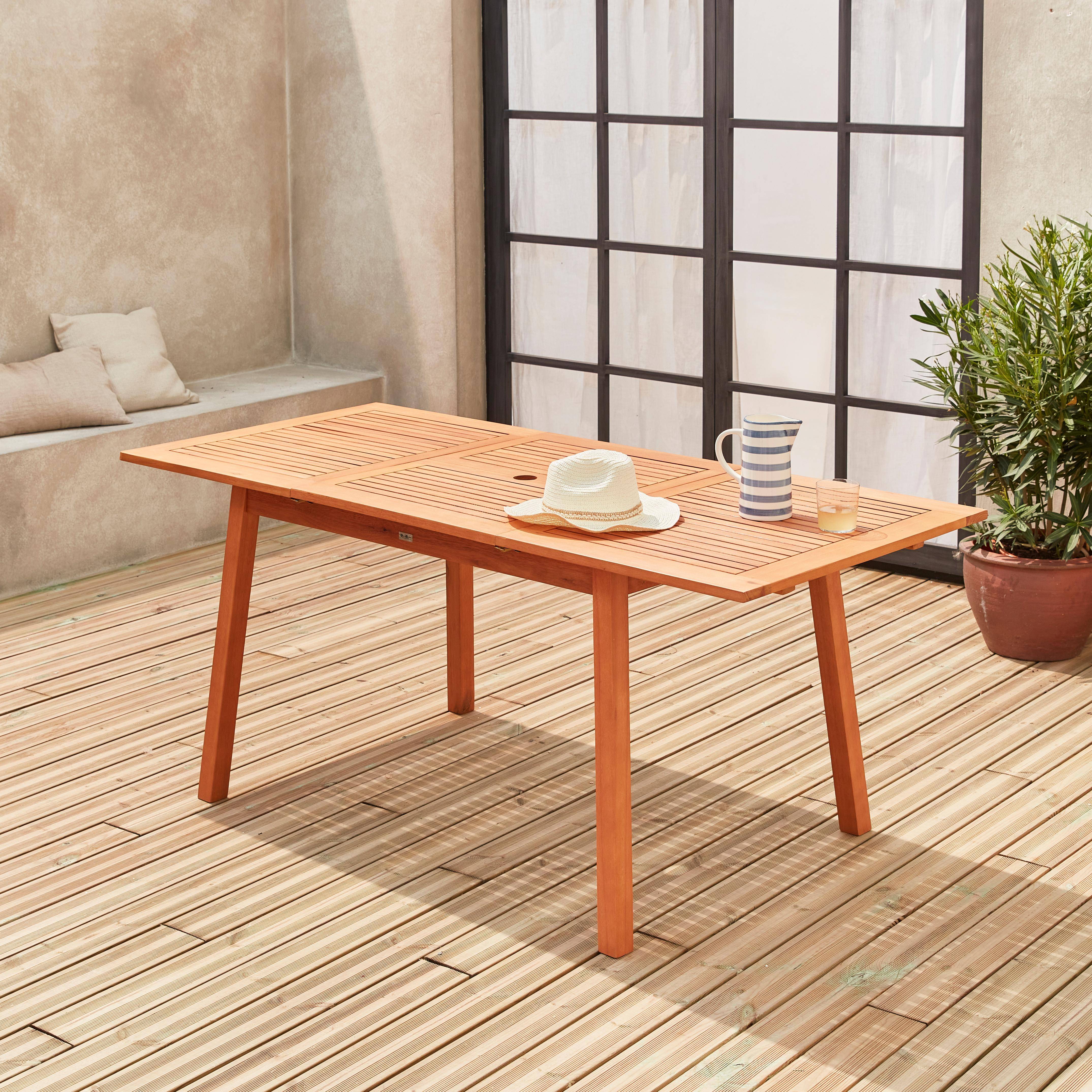 Almeria 180cm - Mesa de jardín de madera extensible de 6 a 8 plazas