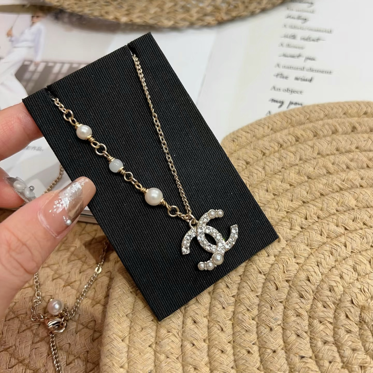 Chanel Pearl Paved CC Pendant Necklace - Original Replica Club